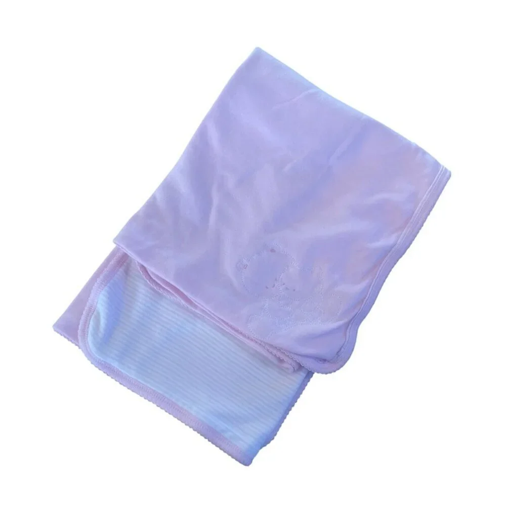 The Children's Place Baby Blanket Pink White Stripes Teddy Bear Cotton TCP